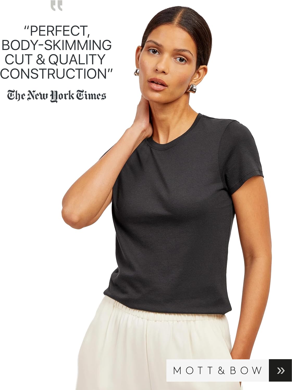 Mott & Bow Women’s Classic Crew Neck T-Shirt – Premium Cotton Modal Blend, Everyday Fit, Durable & Tagless - Image 2