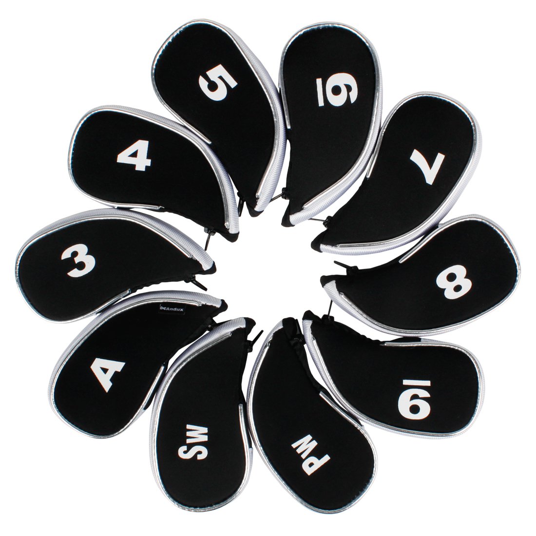 Andux Neopren-Golfschlägerhauben mit Reißverschluss, 10 Stück/Set
