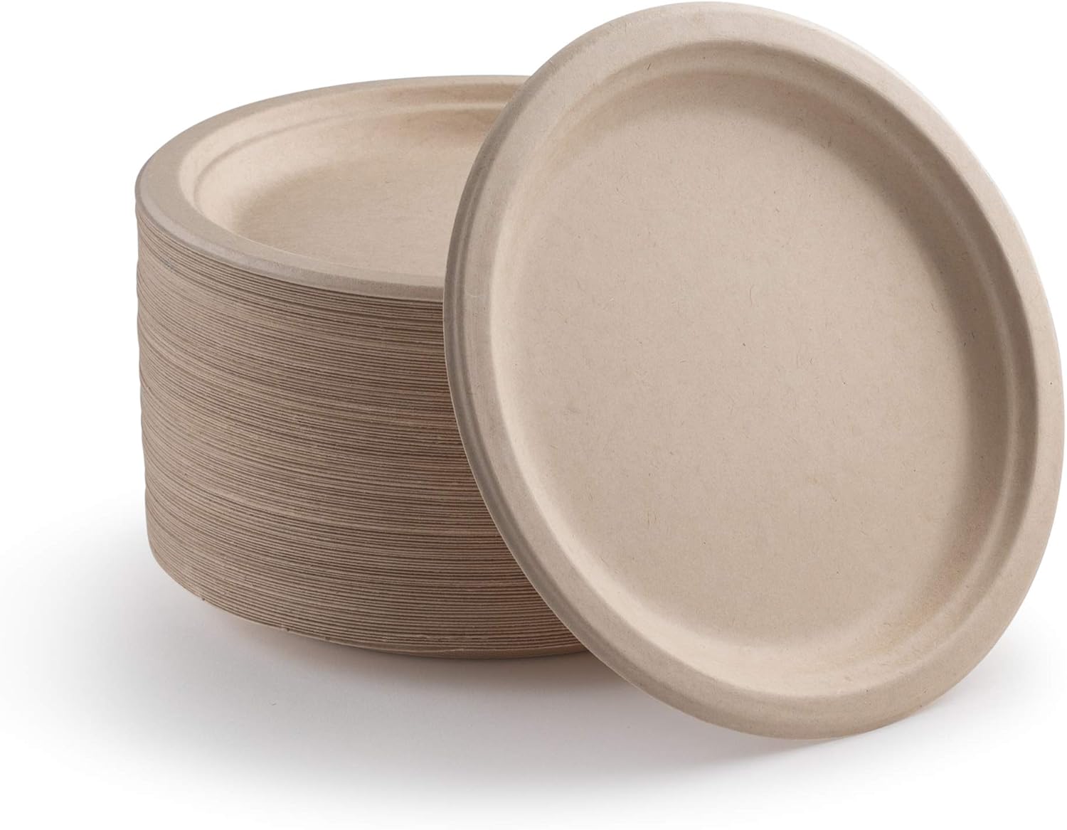 Black Friday - 60% OFF Brheez 10 Inch Round Heavy Duty Natural Bagasse Fiber Disposable Plates | Eco-Friendly & 100% Natural | Biodegradable & Compostable Plate | Paper Alternative | Pack of 110