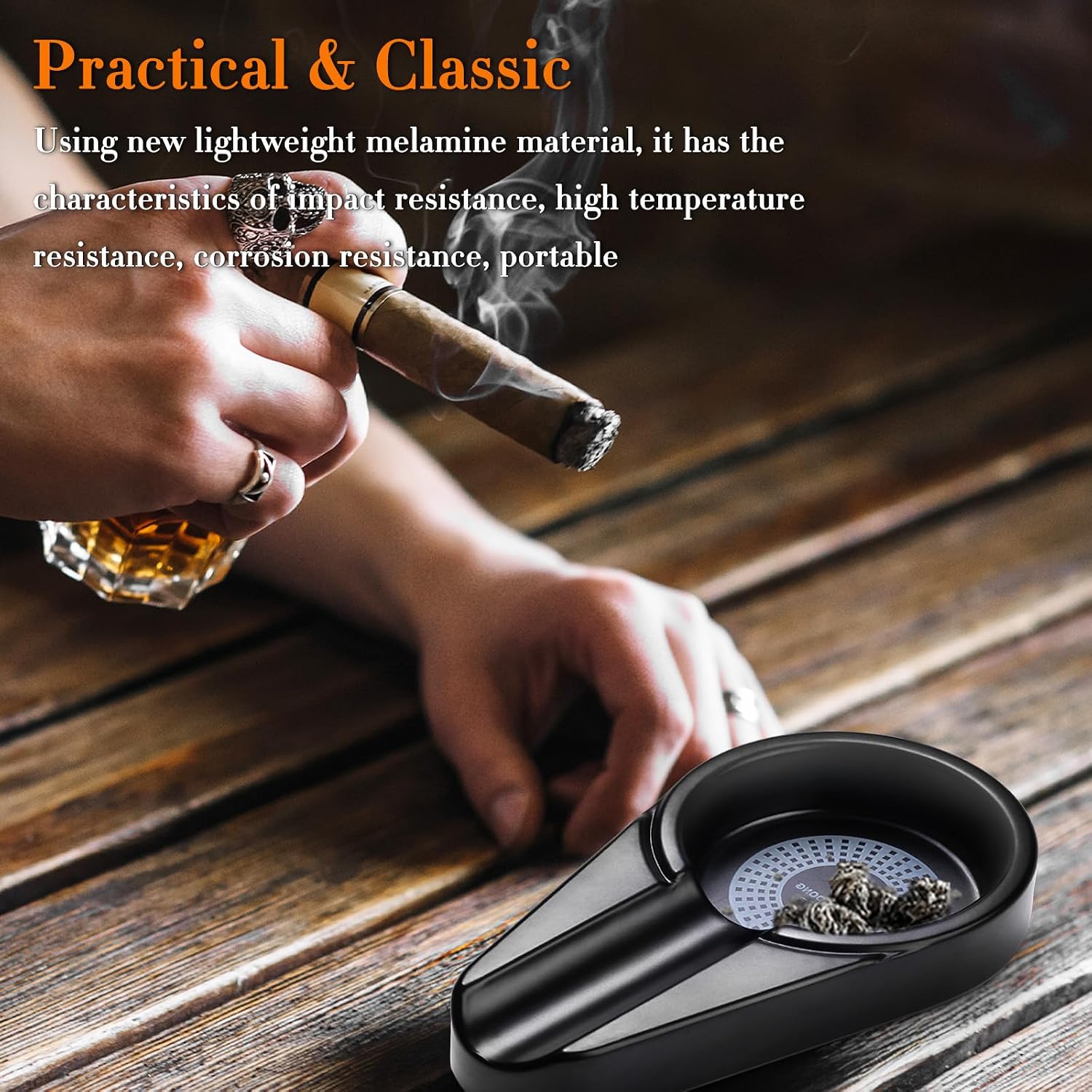 Portable Cigar Ashtray Cigarette Ash Tray for Indoor and Outdoor, Plastic, White
