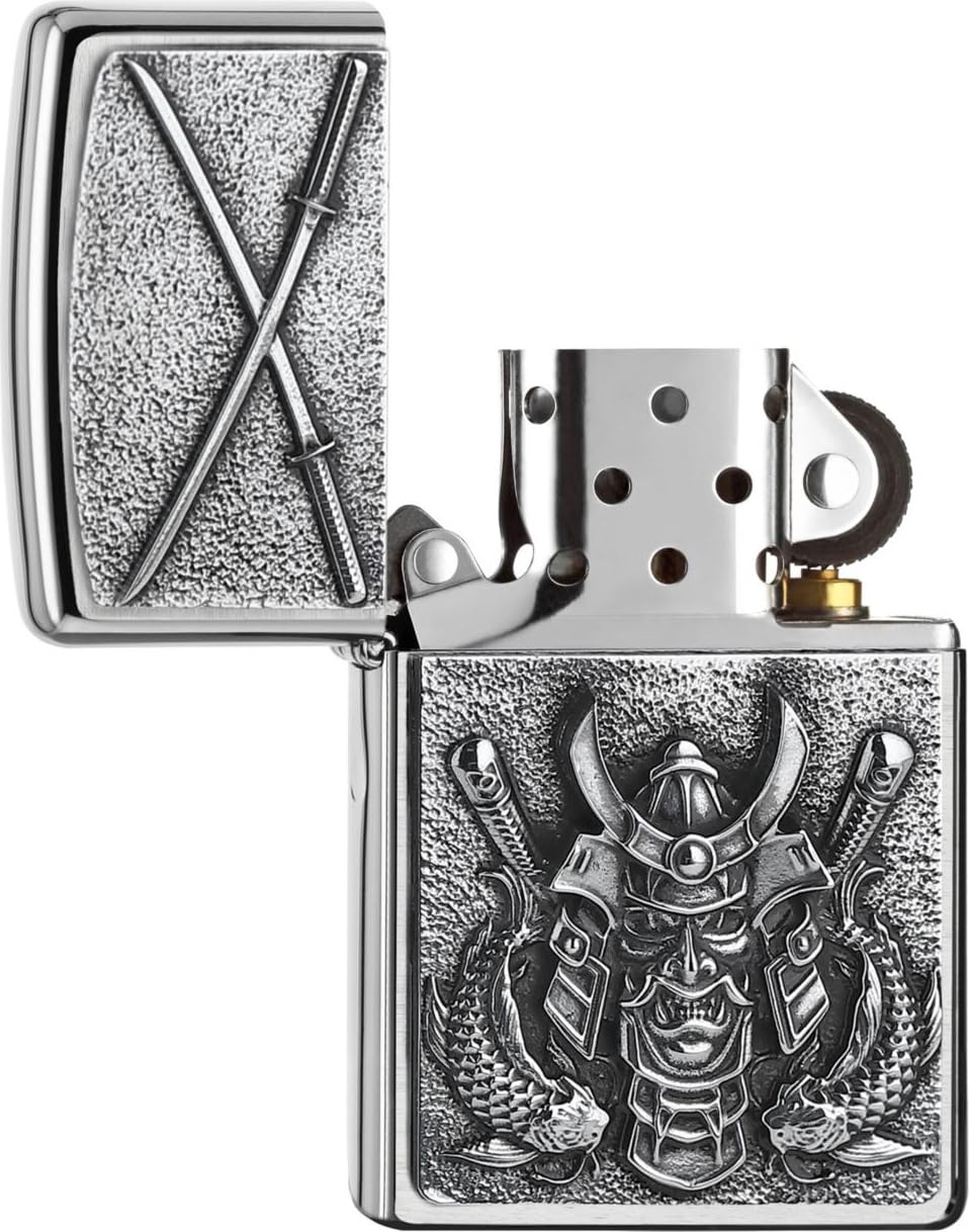 Zippo Lighter Placca cromata spazzolata Samurai 2007836