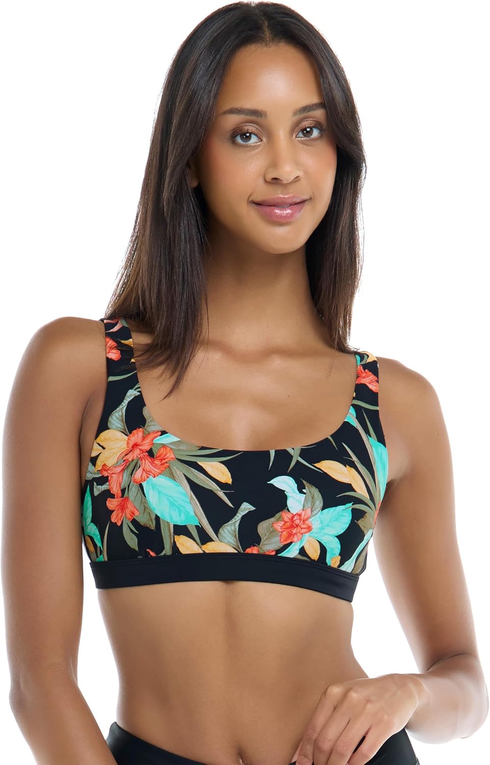 Body Glove Women's Star Support Cross-Over Sports Bra Swimsuit Top with Multi Strap Back