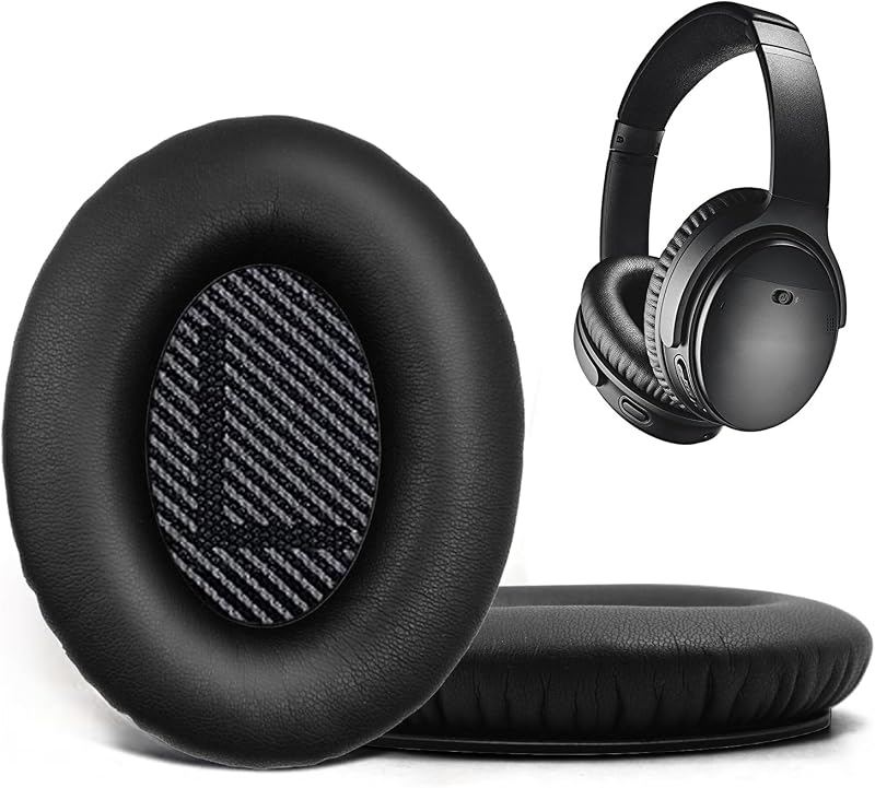 Replacement Ear Pads for Bose QuietComfort 35 35 II 15 25(qc 35 25 15/QC35 ii), Headphone Ear Covers, High Density Memory Cotton, Soft Leather, Adaptive Noise Isolation Headphones Pads Cushions