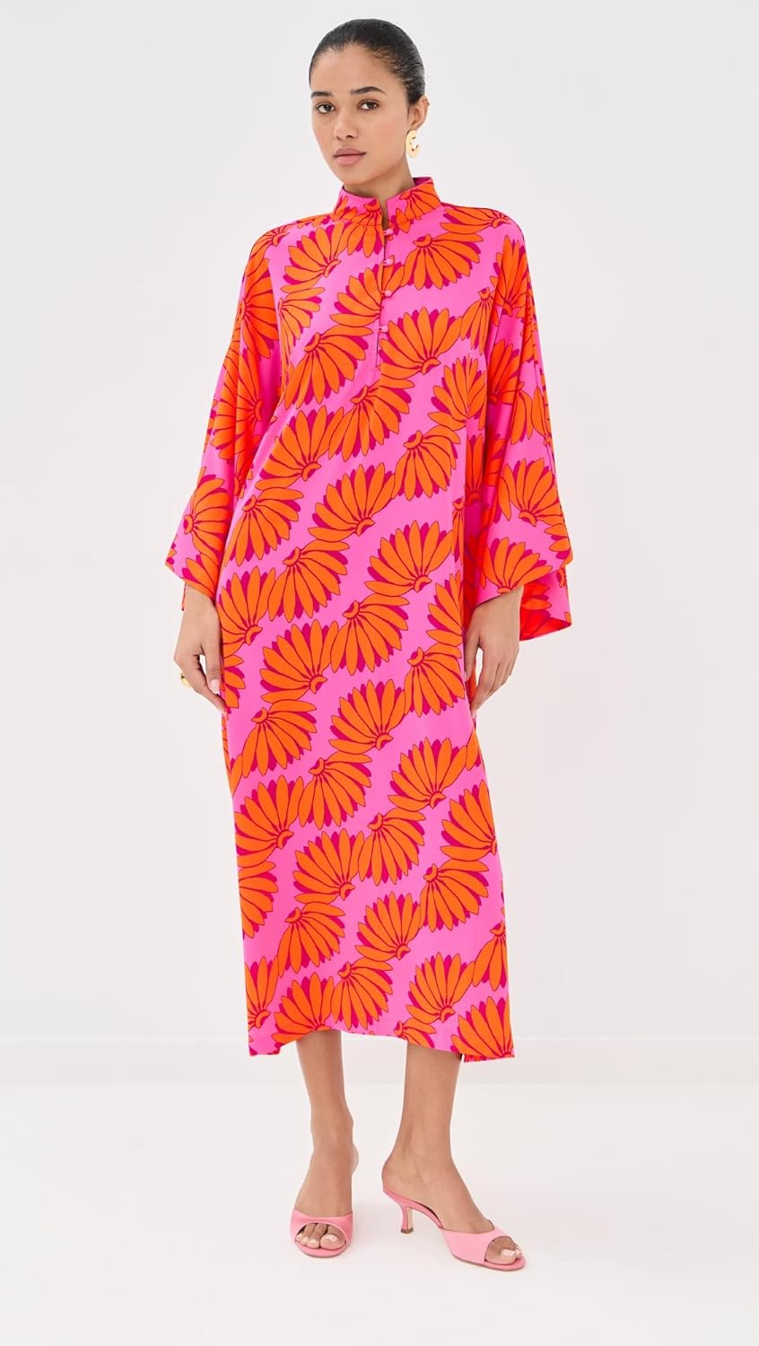 La Vie Style House Women's Tropical Leaf Maxi Caftan - Image 2