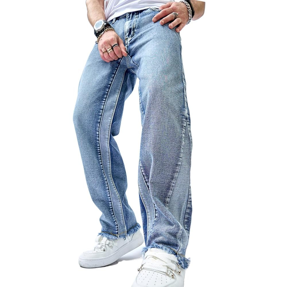 パンツ Trendt vision Raw Baggy Denim Jeans Blue Raw Baggy Denim Jeans Blue – Trendt Vision