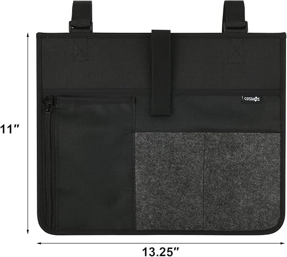Cosmos Armrest Chair Side Organizer Bedside Caddy Organizer Bunk Bed Storage Bag Armchair Wheelchair Hanging Side Pocket Bag for Ipad, Tablet, Phone, Remote Control, Magazines, Books & Water Bottle