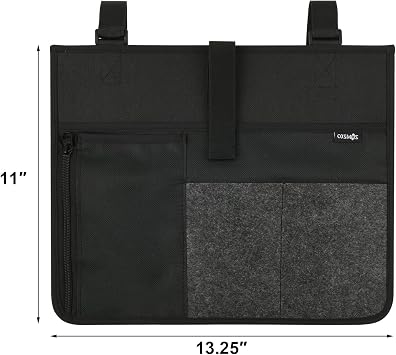 Cosmos Armrest Chair Side Organizer Bedside Caddy Organizer Bunk Bed Storage Bag Armchair Wheelchair Hanging Side Pocket Bag for Ipad, Tablet, Phone, Remote Control, Magazines, Books & Water Bottle