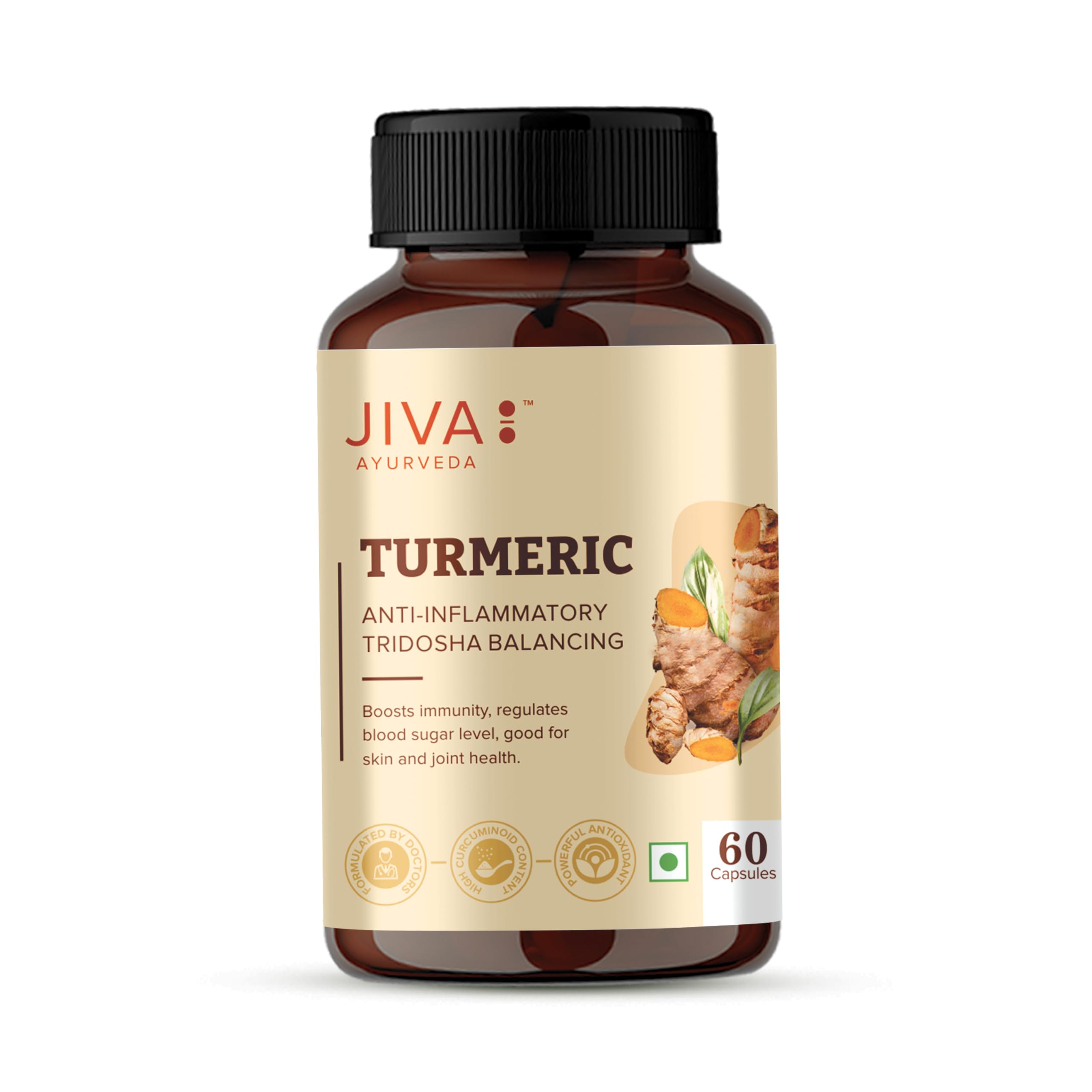 Jiva Turmeric Capsules | 100% Ayurvedic formulation Made Of Haldi & Amla | Boosts Immunity & Promotes Healthy Skin | Regulates Blood Sugar Levels & Controls Diabetes- 60 Capsules (Pack Of 1)-picture-35