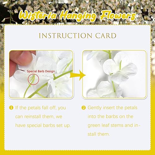 Miniatura 4 de Paquete de 5 flores colgantes de glicina amarilla, flores colgantes falsas amarillas de 3.77 pies, guirnalda de glicina artificial amarilla,