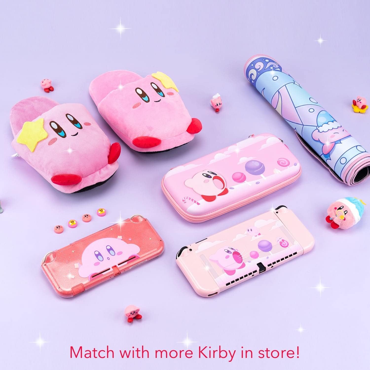 Pink Puff Ball Slippers - Cute Anime Video Game Smash Bros Star Allies Forgotten Land Plush Pink Pastel Fuzzy Slip On House Shoes One Size Adults Women Medium image 5