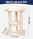 Happi N Pets 71CM Tour de l'arbre de chat pour les chats intérieurs, poste d'éraflure de chat avec grand lit pour les grands chats, scratcher de chat sisal avec perche douce & Hamac, arbre de chat stable, couverture amovible-Beige