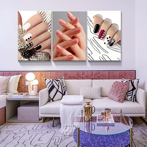 Miniatura 3 de Denozer - Decoración de pared para sala de uñas de salón, lienzo, arte de pared, decoración de cuadros, marco de pintura, póster, manicura,