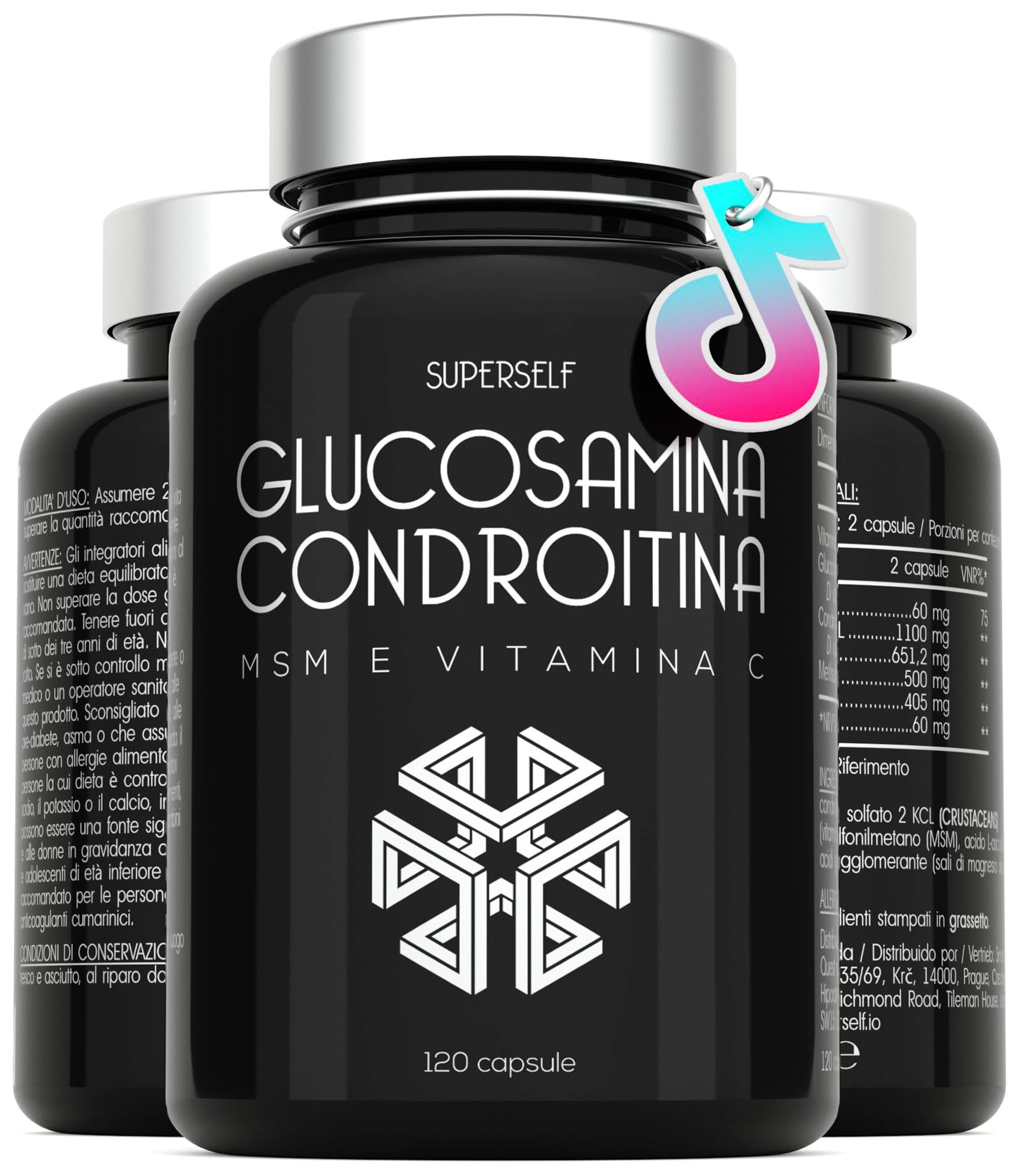 Glucosamina Condroitina MSM – Glucosamine Complex ad Alto Dosaggio - 1720 mg Glucosamina Solfato con Condroitina, MSM e Vitamina C – 120 Capsule – Integratore per Articolazioni e Cartilagine