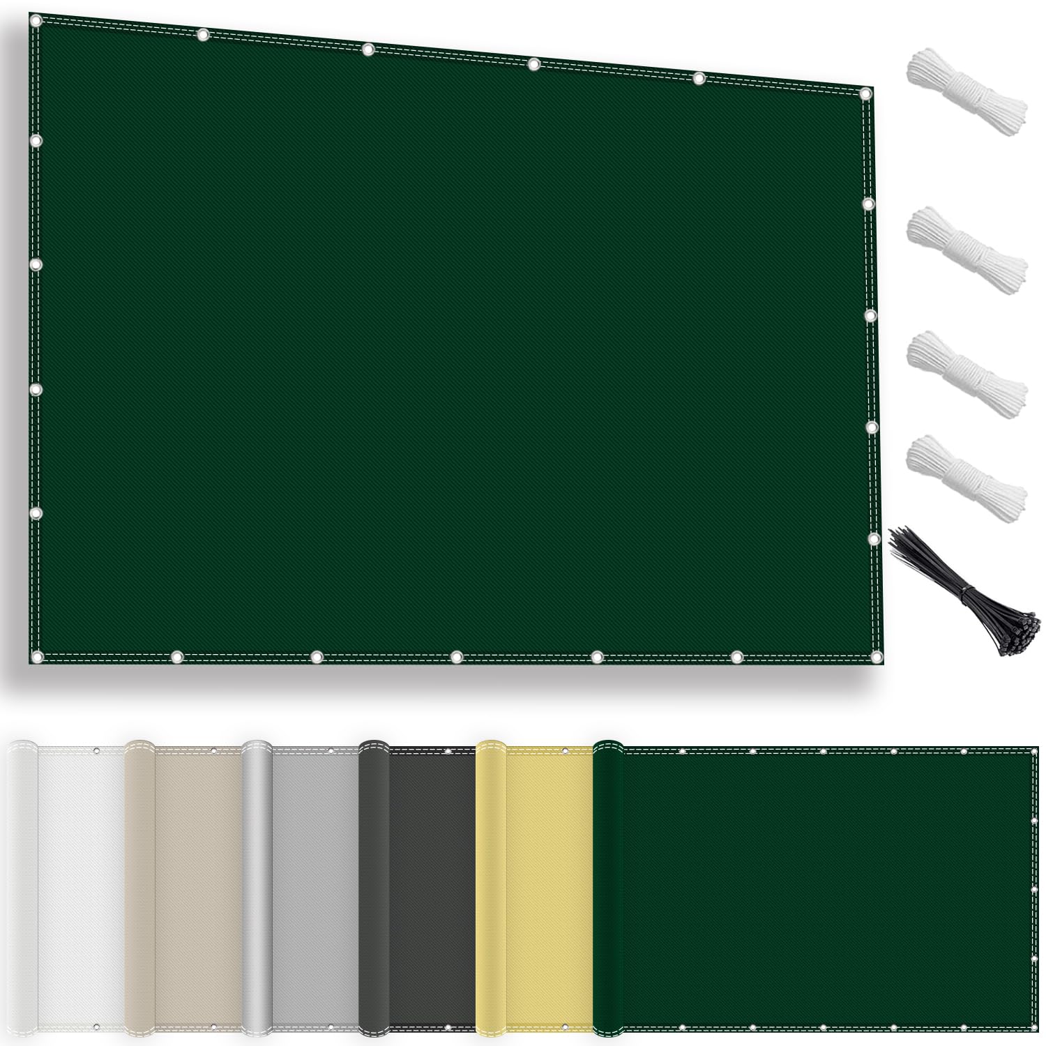 KLGFBDC Waterproof 4x5m Awning UV Protection Shade Net for Patio & Pergola No Drilling 100% Polyester Weatherproof Green with Eyelets & Rope for Easy Installation