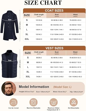 heekpek Men's 2-in-1 Winter Coat with Removable Vest for Business