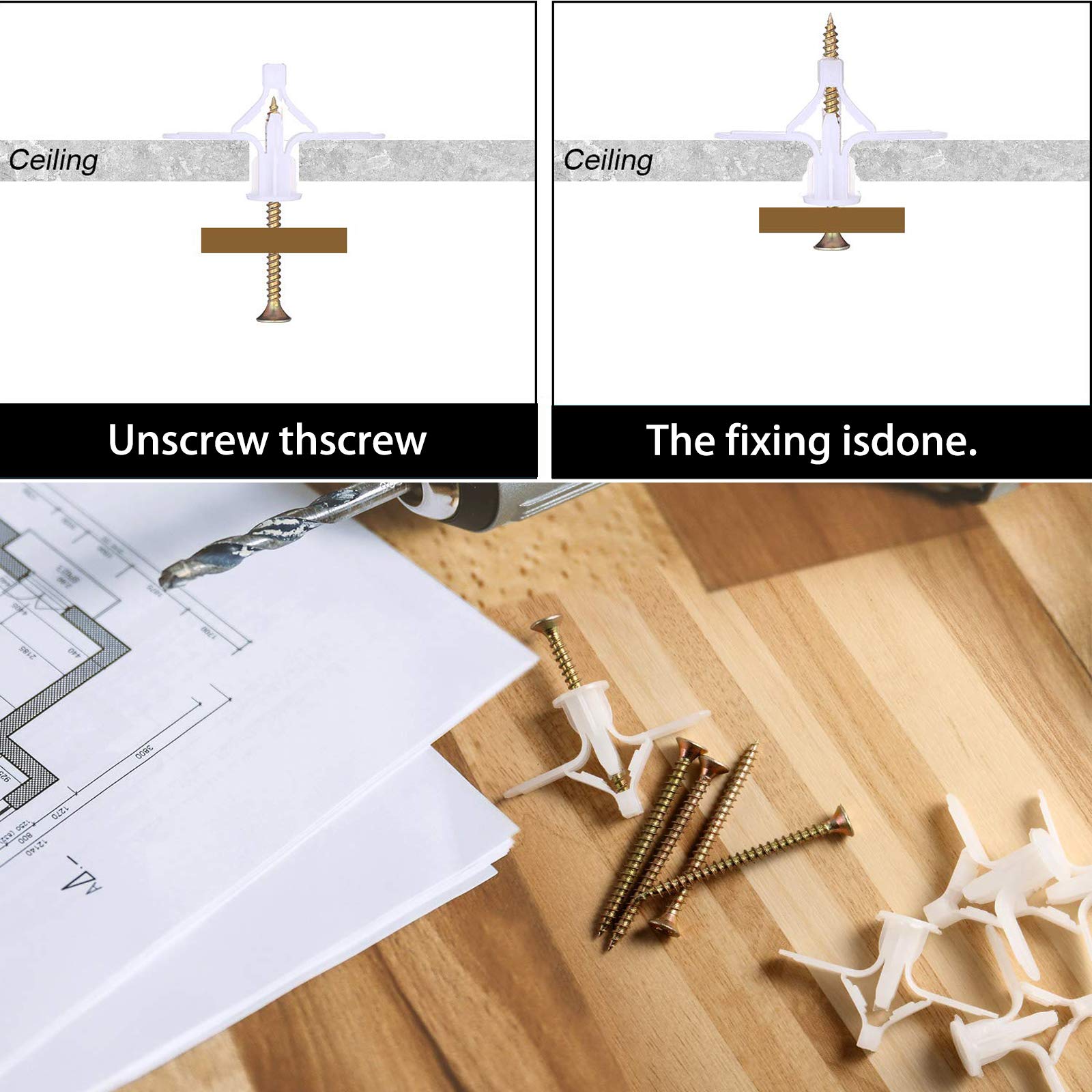 Buy Drywall Anchor Kit Hollow Wall Anchors Plasterboard Plugs & Screws