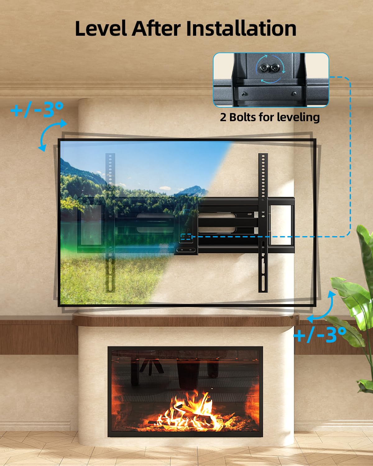 HOME VISION Staffa di montaggio a parete per TV a movimento completo per TV piatto/curvo da 40-100 pollici, portata 77 cm, girevole e inclinabile, capacità 75 kg, VESA max 800 x 600 mm, HV6802