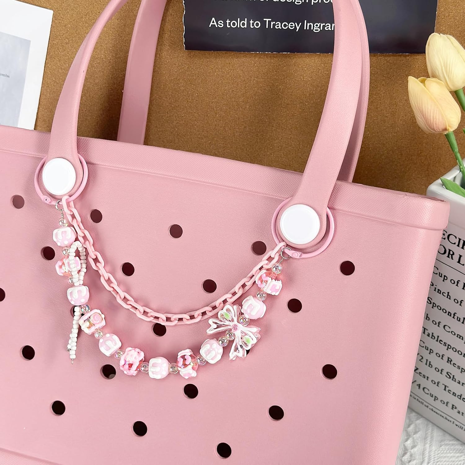 Charm for Bogg Bag, Bag Chain Accessories, Purse Strap Extender, Purse Chains For Women Rubber Beach Bag Tote Handbag Crossbody Shoulder Decoration, With Metal Buckle (Style 103 image 4