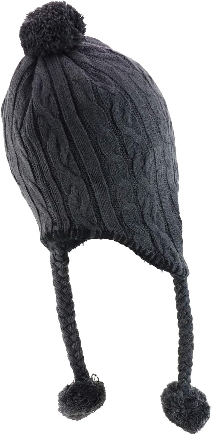 Trendy Apparel Shop Pom Pom Winter Ear Flaps Soft Fuzzy Peruvian Beanie Hat - Image 3