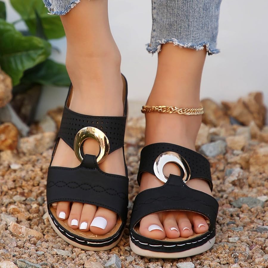 Sandalias Deportivas Chanclas Playa Negras Mujer Sandalias De Cuña