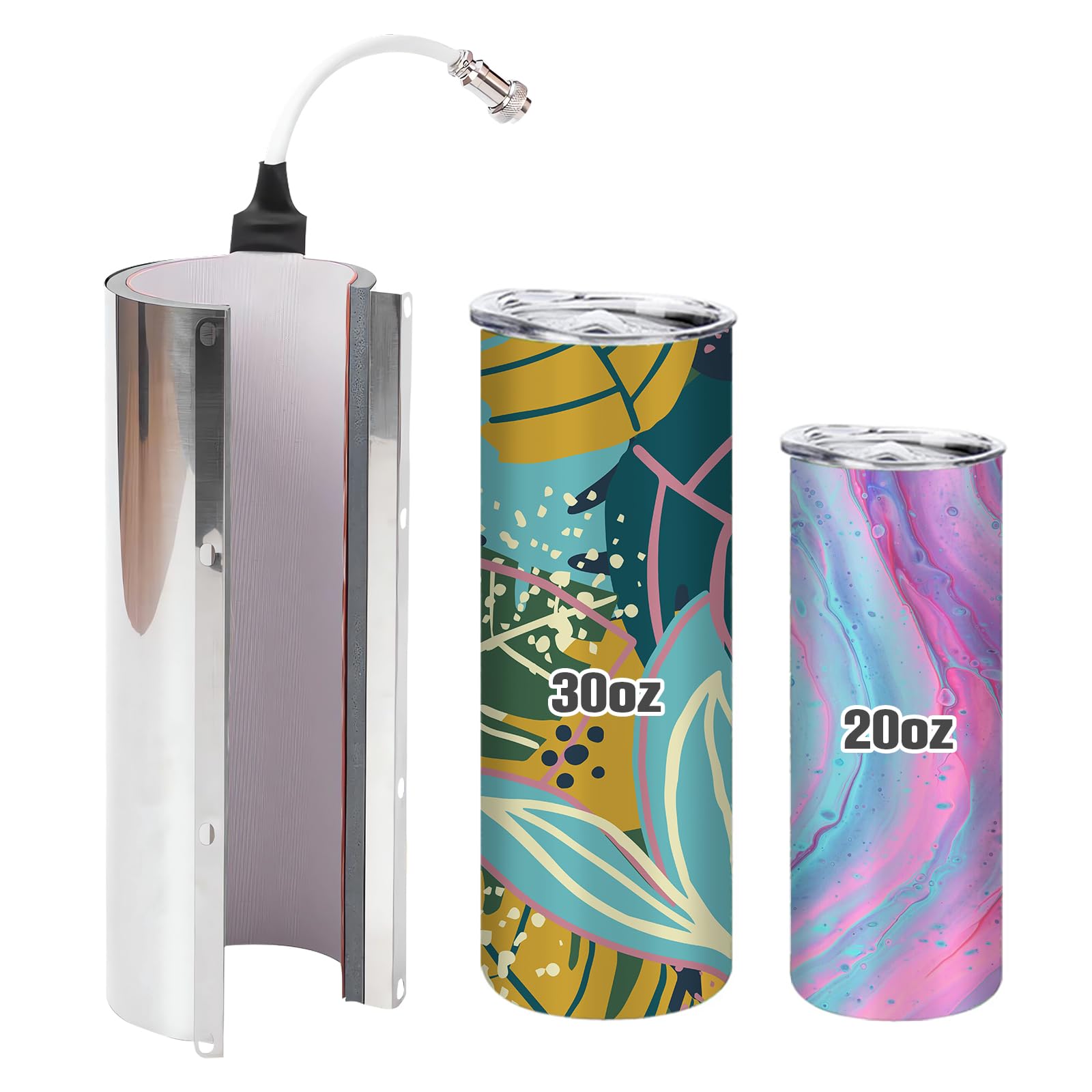 Accesorio de transferencia térmica BetterSub para prensa de tazas y tazas, gel de sílice de 110 V para máquina de prensado por calor, sublimación, vasos delgados cilíndricos de 30 y 20 oz