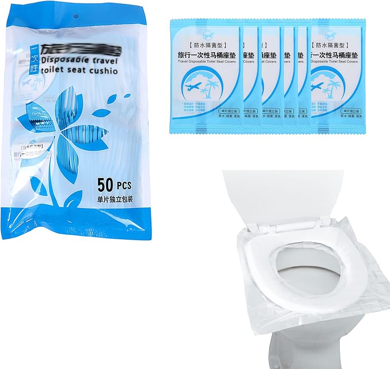 XXYXXY 50 pieces of disposable travel toilet seat waterproof portable WC seat cushion toilet seat travel business convenient toilet daily independent packaging