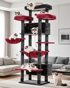 Gitelsnour Cat Tree, 74" Tower for Large Cats, Big Condo Hammock GCT030BR