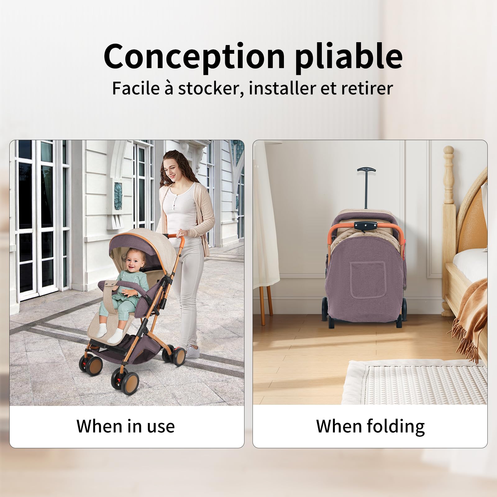 OHMG Poussette Canne,25 kg,0-4 ans,Poussette compacte enfant pliable,Réglage du dossier jusqu’à la position couchée, Avec Arand panier,Système de pliage rapide,Moustiquaire,Bandoulière