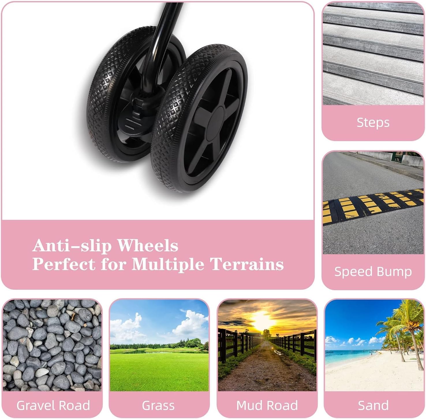 Foldable Pet Strollers Foldable Pet Stroller with 4 Wheels Dog with Detachable Carrier Bag Cat for Small Medium Cats Dogs All-Terrain Design