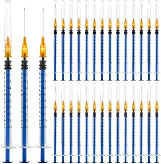 100 Pack 1ml Syringe, 1cc Syringe with Needle 25g 1 Inch, Lab Supplies Syringes, Individually Wrapped