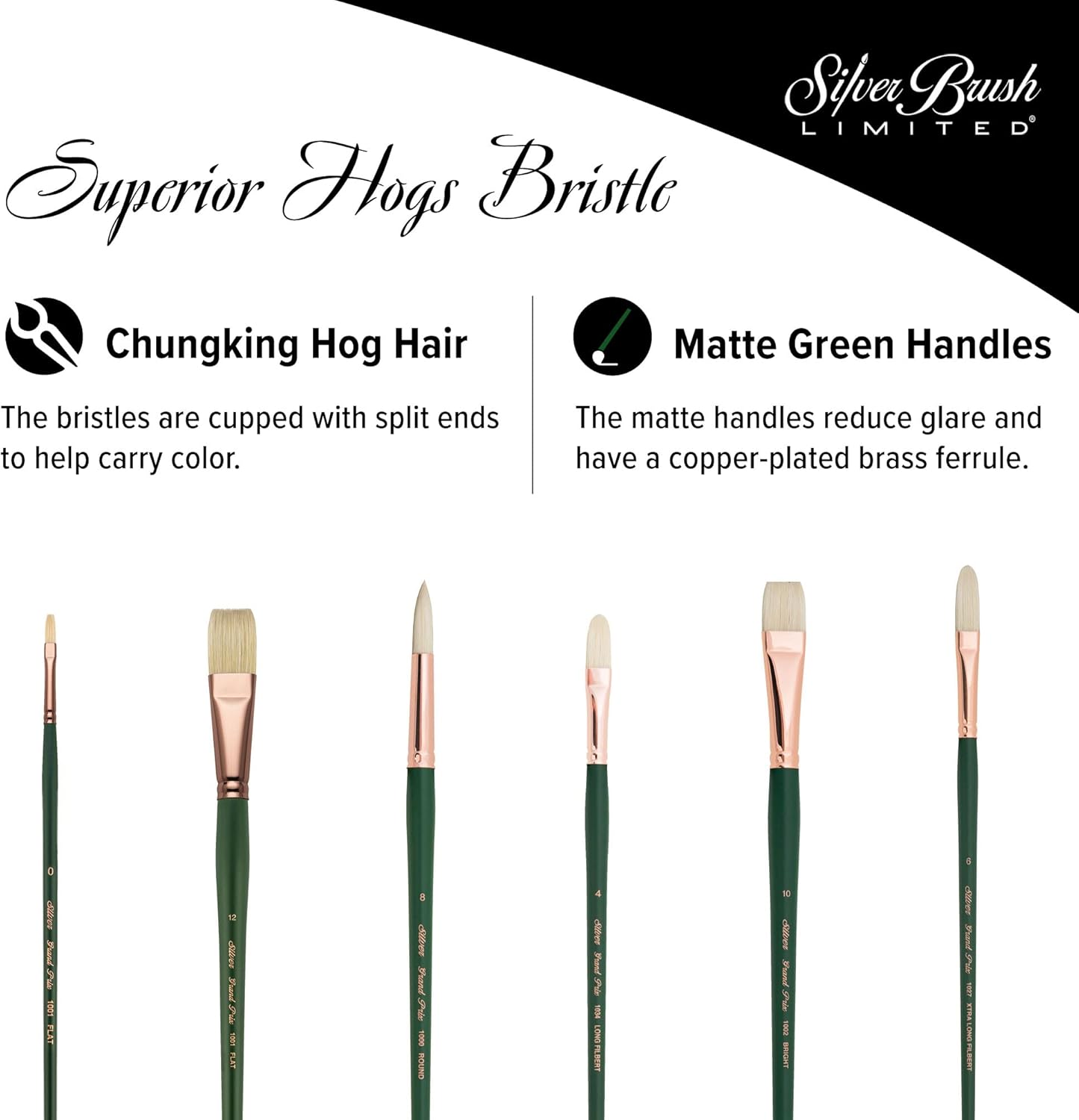 Silver Brush Limited 1003 Grand Prix Filbert Brush for Oil Paintings, Size 0, Long Handle