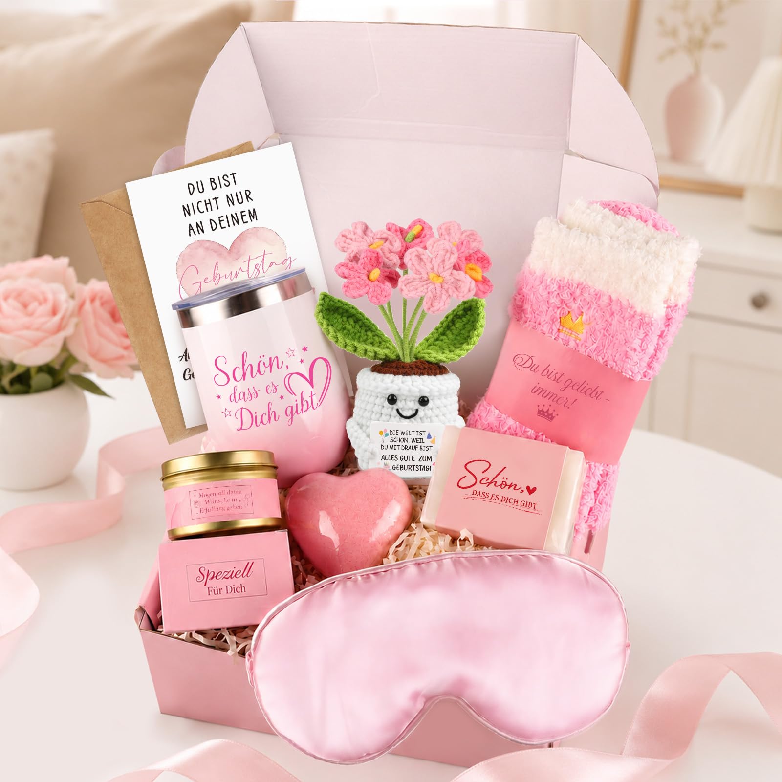 TUZELIYA 40 Geburtstag Frauen, 8tlg. Geschenke zum 40. Geburtstag Frauen mit Grußkarte, Positive Geburtstag Geschenkset für Beste Freundin, Mama Schwester Ehefrau Tante, Schönes Geburtstagsgeschenk