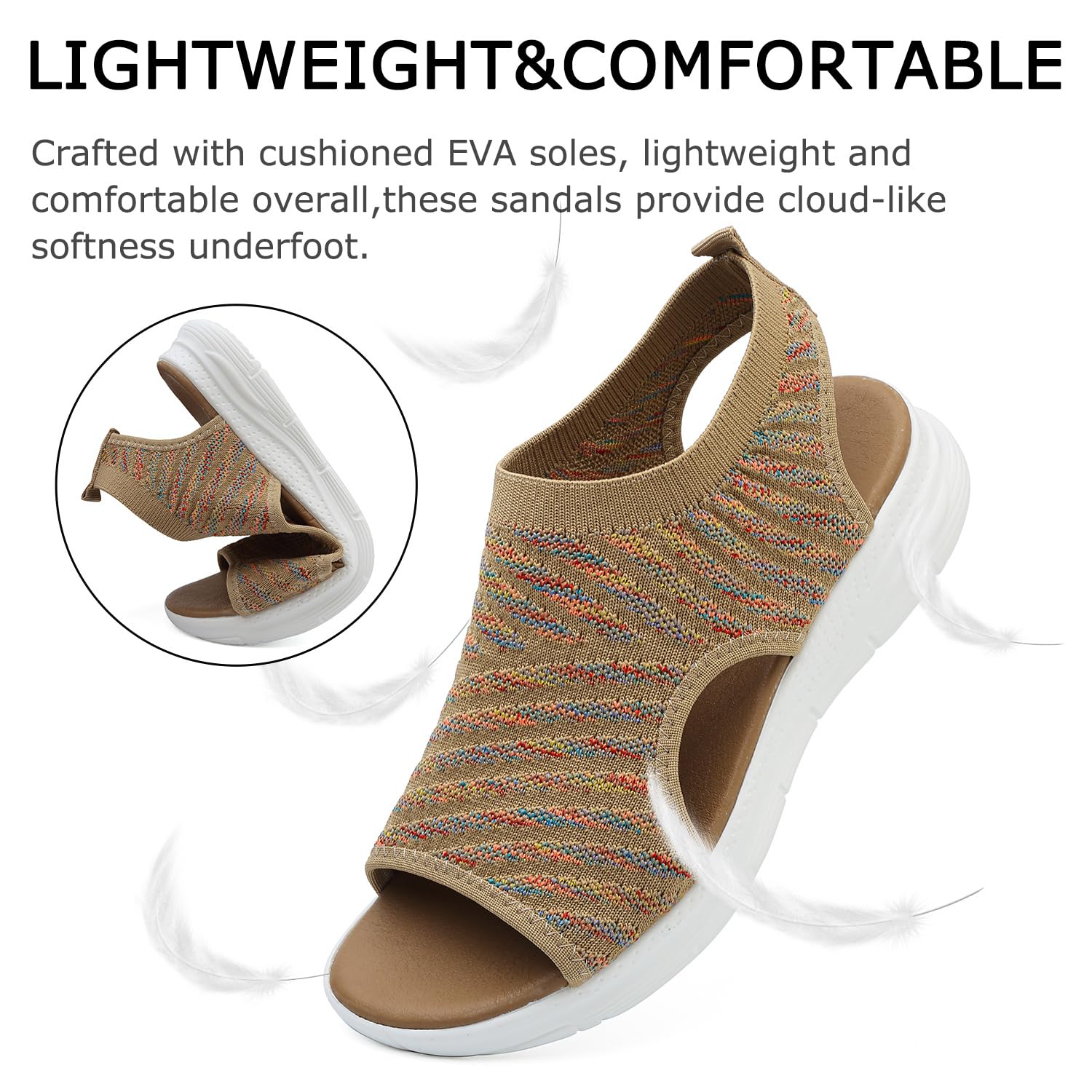 Sandalias Ortopedicas Mujer Ligero Casual Zapatos con Punta Abierta Cuña Lavable de Verano Sandalias para Caminar