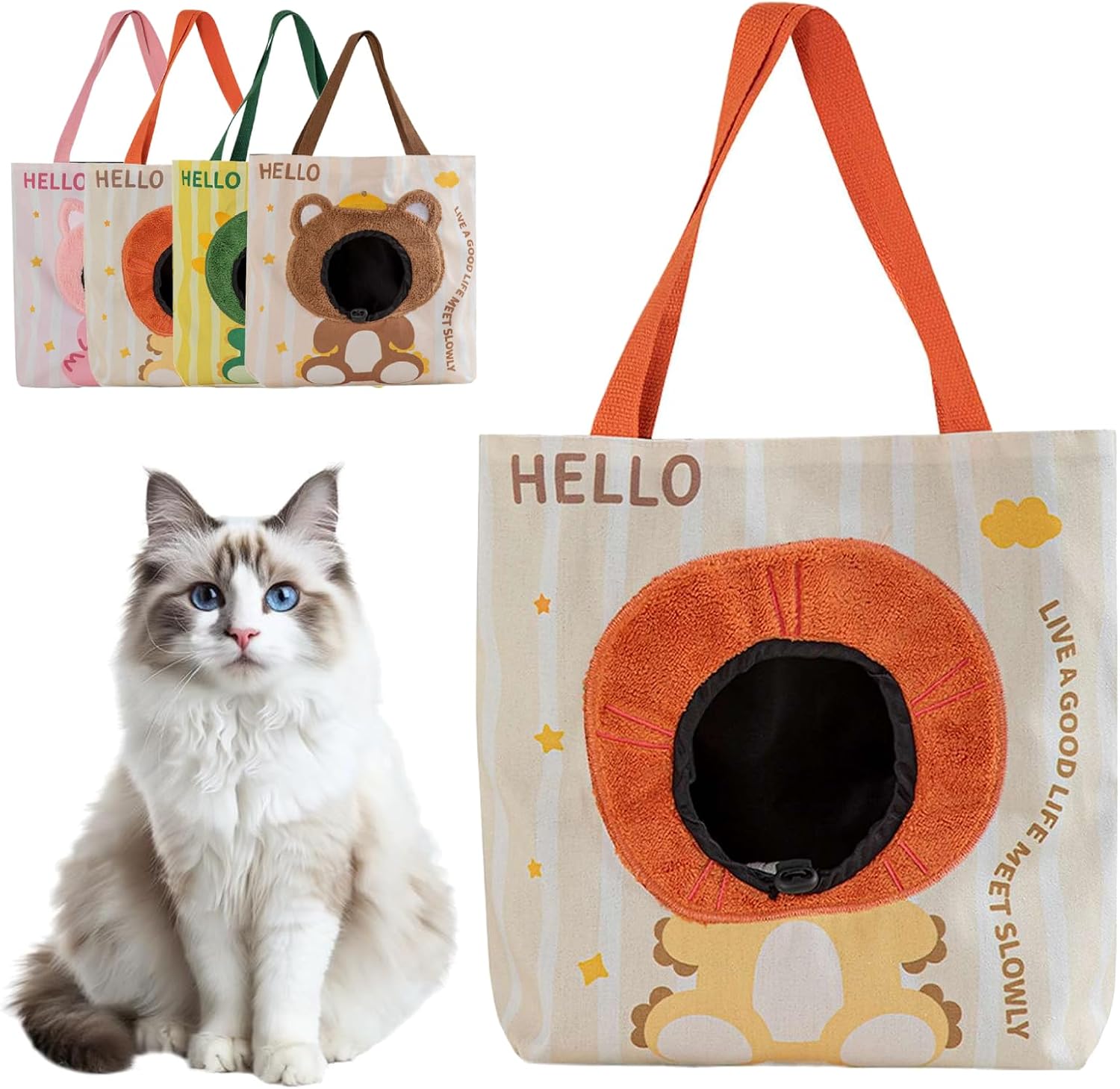 Soft Cat Tote Carrier, Breathable Portable Pet Travel Shoulder Tote(Yellow)