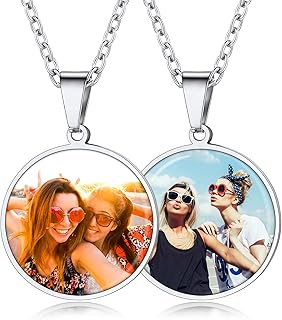 Custom4U Picture Necklace Personalized Custom Dog Tag/Disc/Heart Pendant Picture Jewelry Engraved Memory Chain with Photo Name Customized Photo Gifts for Men Women (Gift Box)