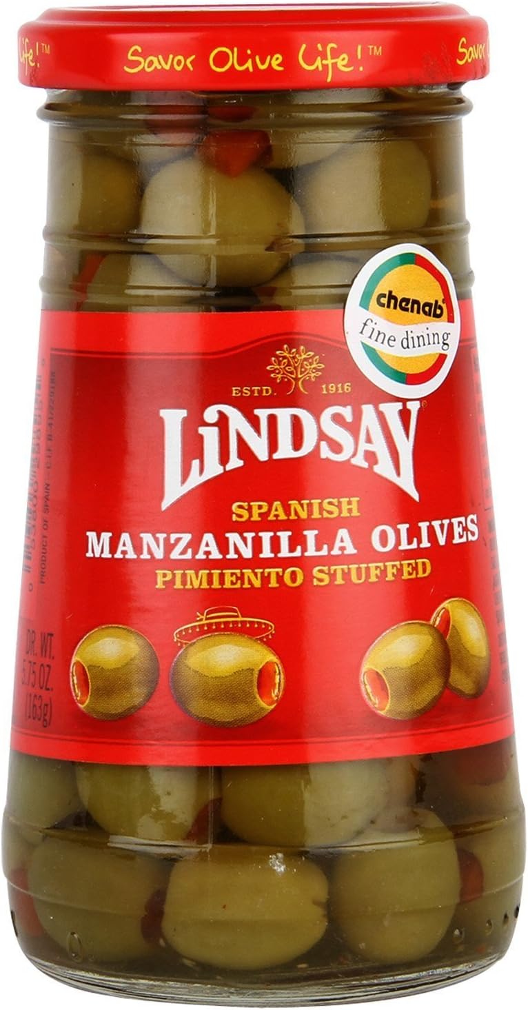 - Lindsay Spanish Manzanilla Olives, Pimiento Stuffed 5.75 Oz (Pack of 3)