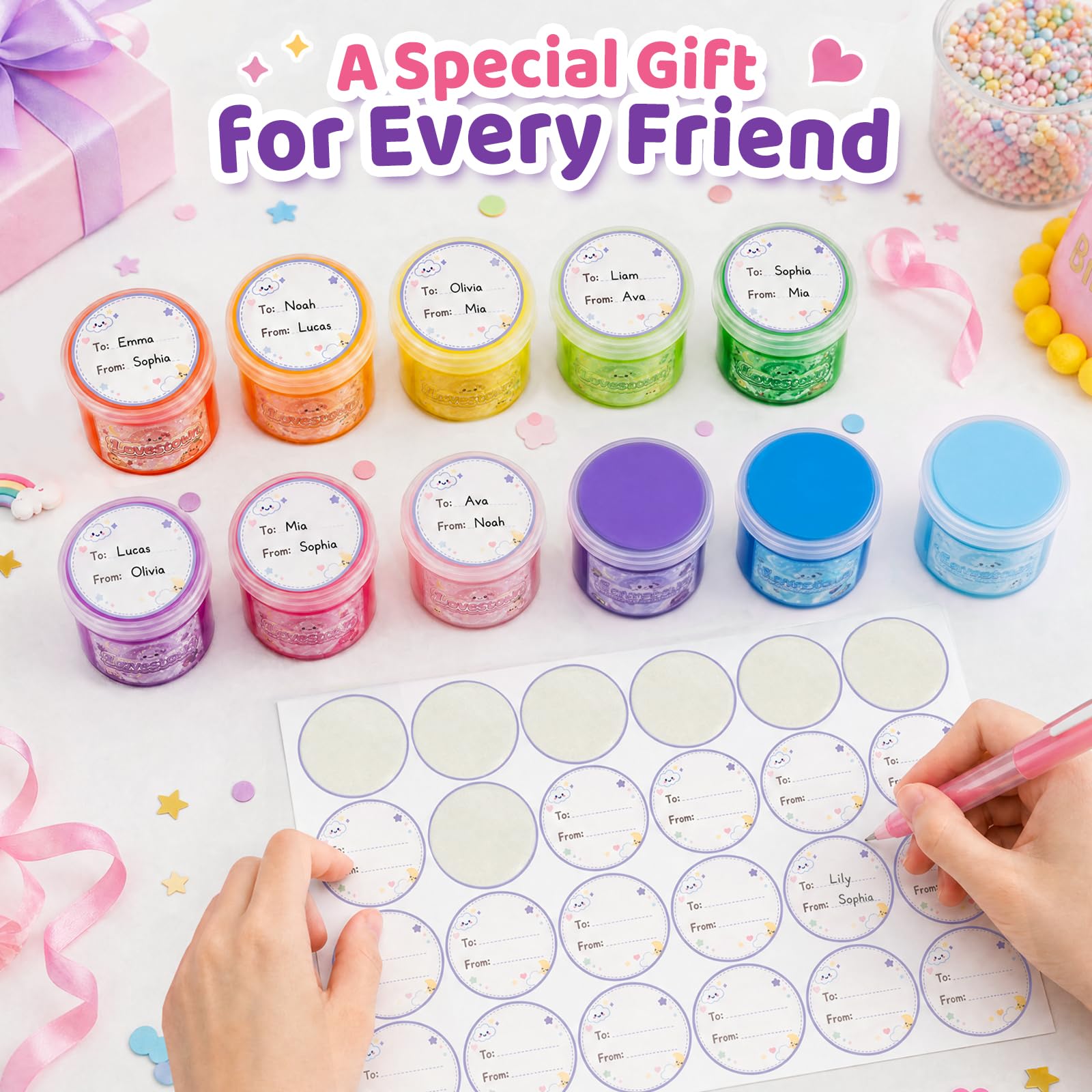 LovesTown 24 Pack Crystal & Cloud Butter Slime Kit, Squishy Party Favors