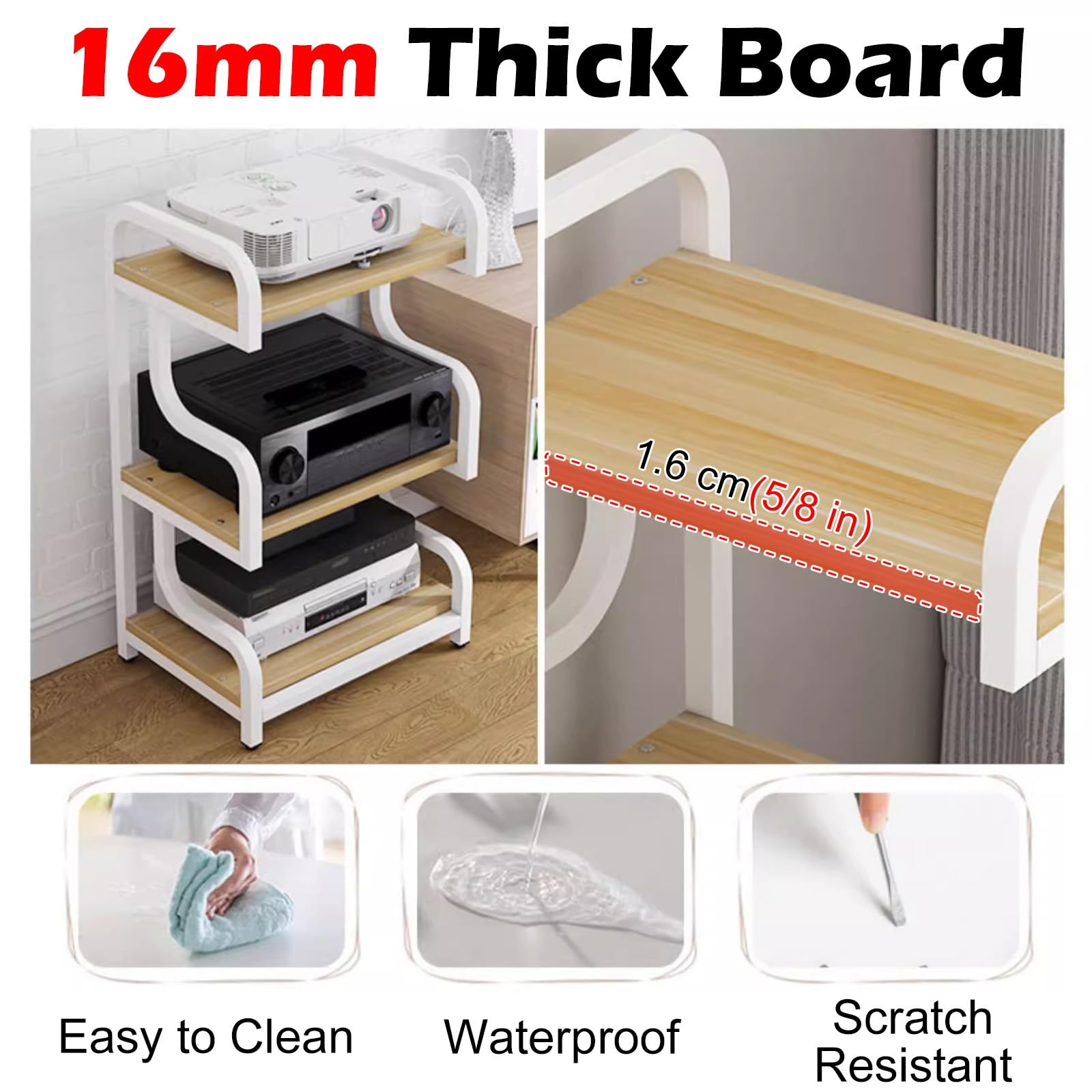 Meuble Chaine HiFi Support pour Tourne-Disque À 3 Niveaux en Bois, Support Moderne pour Amplificateur Stéréo Et Équipement Audio pour Restaurant, Chambre, Meuble Multimédia(Black-D)