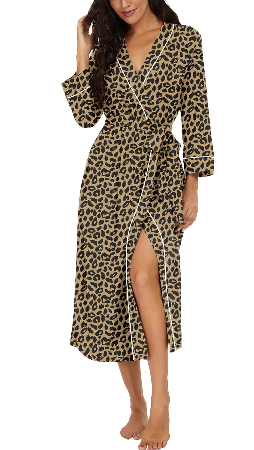 PrinStory Women Dressing Gowns Causal Kimono Robes Long Bathrobe Soft Womens 3/4 Sleeve Ladies Loungewear — view 19