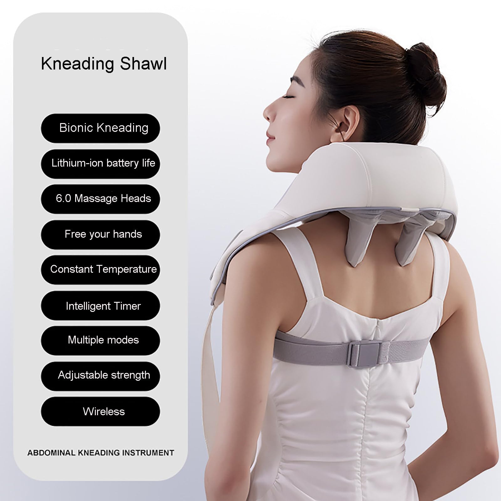 Tiuyilwr Mini masajeador Cervical con 45℃ de Calor y 6 Cabezales de Masaje, masajeador inalámbrico Recargable para Cuello, Espalda, Hombros, piernas y Abdomen