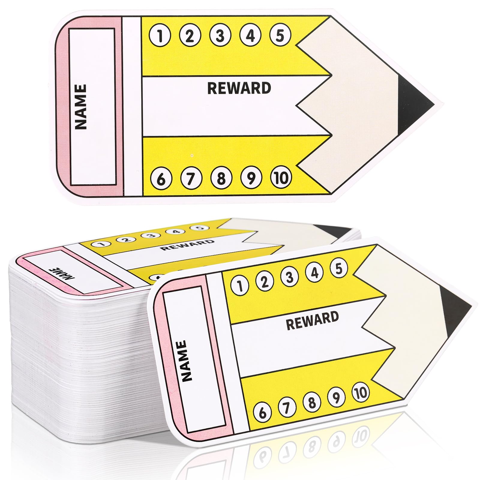 Eersida 300 Pack Punch Cards Pencil Shaped Reward Punch Cards for Classroom Behavior Incentive Loyalty Reward Supply Funny Teachers School Award