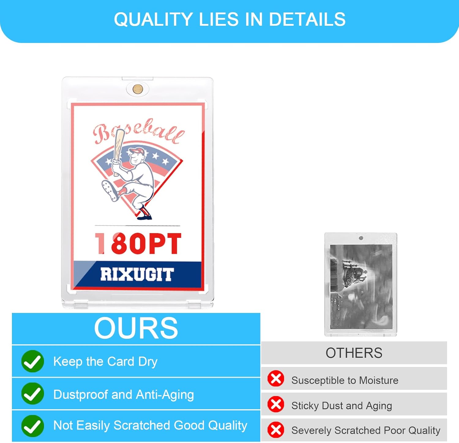 20-Pack Magnetic Card Holder for Trading-Cards - 180pt Clear Trading Card Sleeves, Magnetic Card Case for Baseball Cards, Card Protectors Hard Plastic, Display Case for Game Cards and Sports Cards