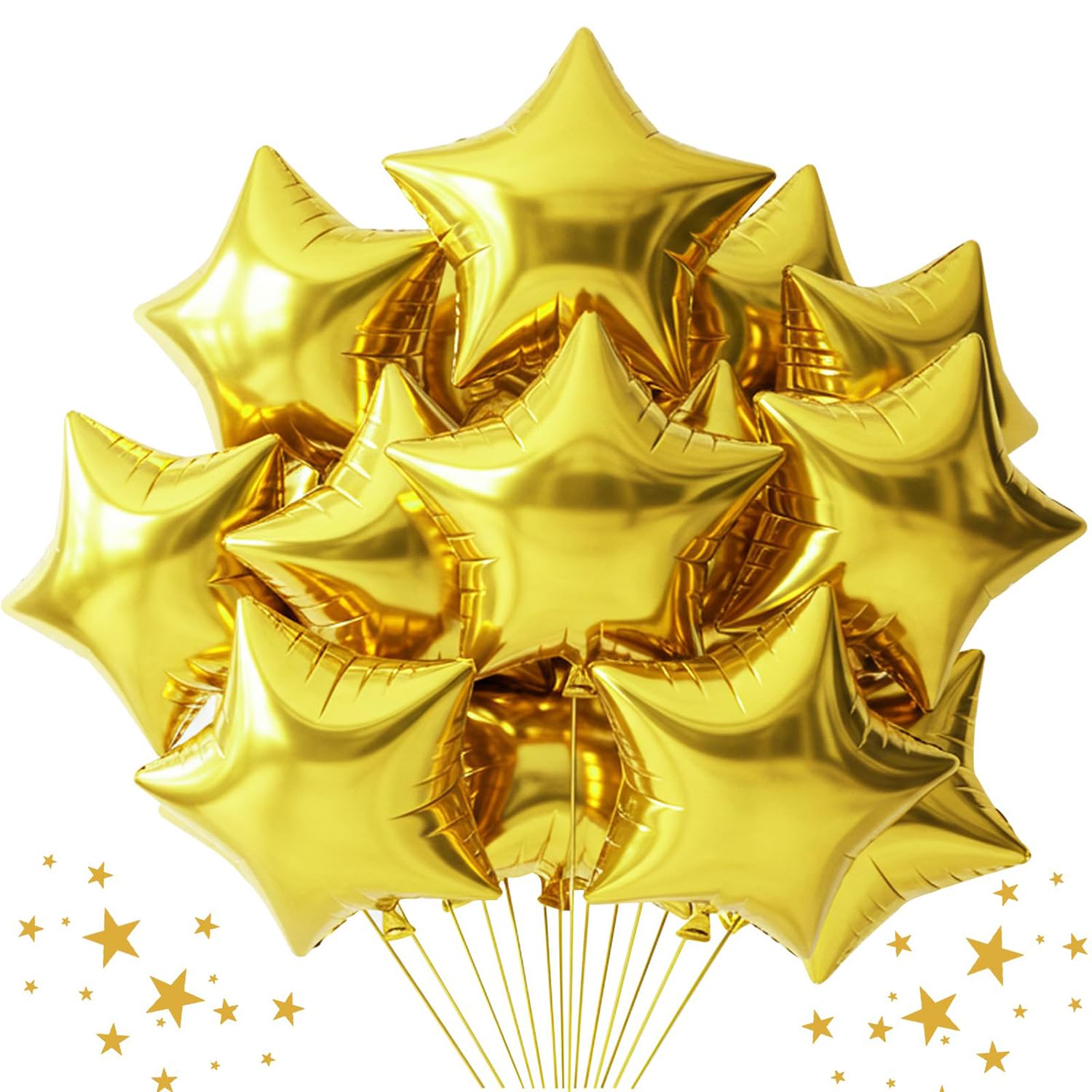 30Pcs 18 Inch Big Stars Helium Mylar Ballons Large Star Shape Foil Balloons for Anniversary Engagement Birthday Wedding Bridal Shower Party Decorations Supplies（Gold）