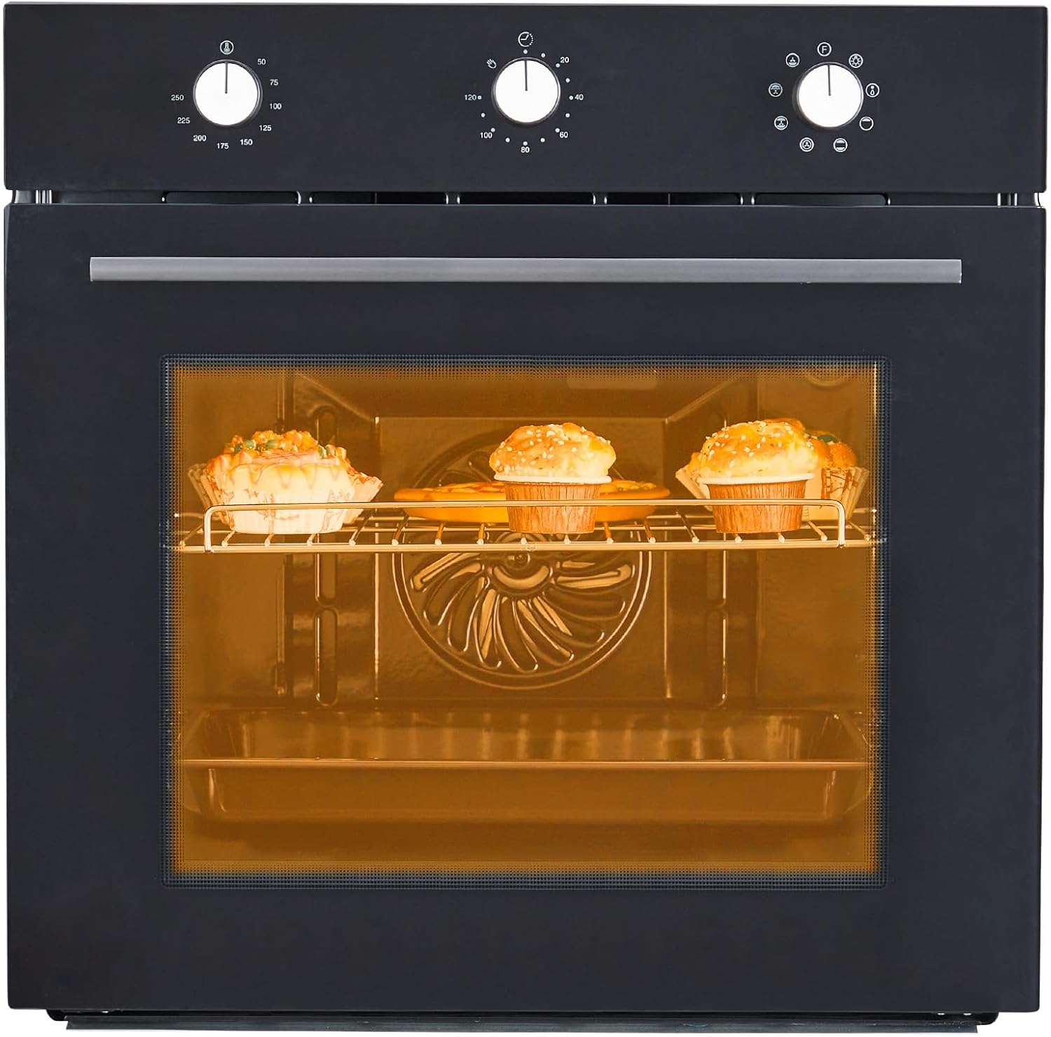 24 Inch Built-in Electric Single Wall Oven, 2.5 Cu.Ft Electric Oven with Convection Bake,8 Cooking Functions,3000w Fast Preheat & Defrost, Stainless Steel Interior,3 Layer Tempered Glass Door