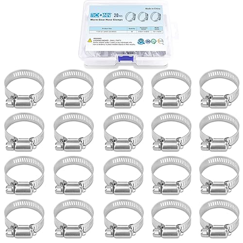 Miniatura 31 de TICONN - Juego de 60 abrazaderas de manguera, abrazaderas de manguera de tornillo sin fin de acero inoxidable 304 de 1/4 a 1-1/2 pulgadas