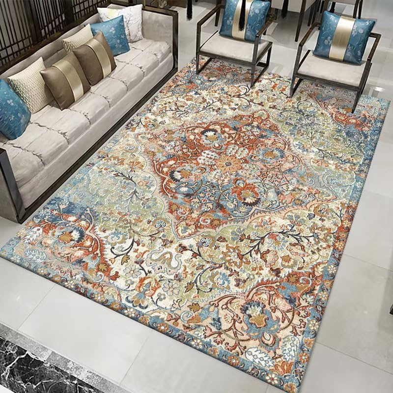 Alfombra suave floral que soluciona suelos fríos en dormitorio 2