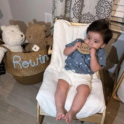 Miniatura 3 de Personalized Easter Woven Basket With Embroidered Monogram Customized Name Handheld Crafted Basket Storage Basket For Kids Baby Egg Hunt Toys