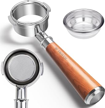58mm Bottomless Portafilter 2 Ears - Fits Breville Oracle, Oracle Touch, Dual Boiler BES980XL BES990BSS BES920XL-Not for E61 groupheads-with Filter Basket & Rosewood Handle