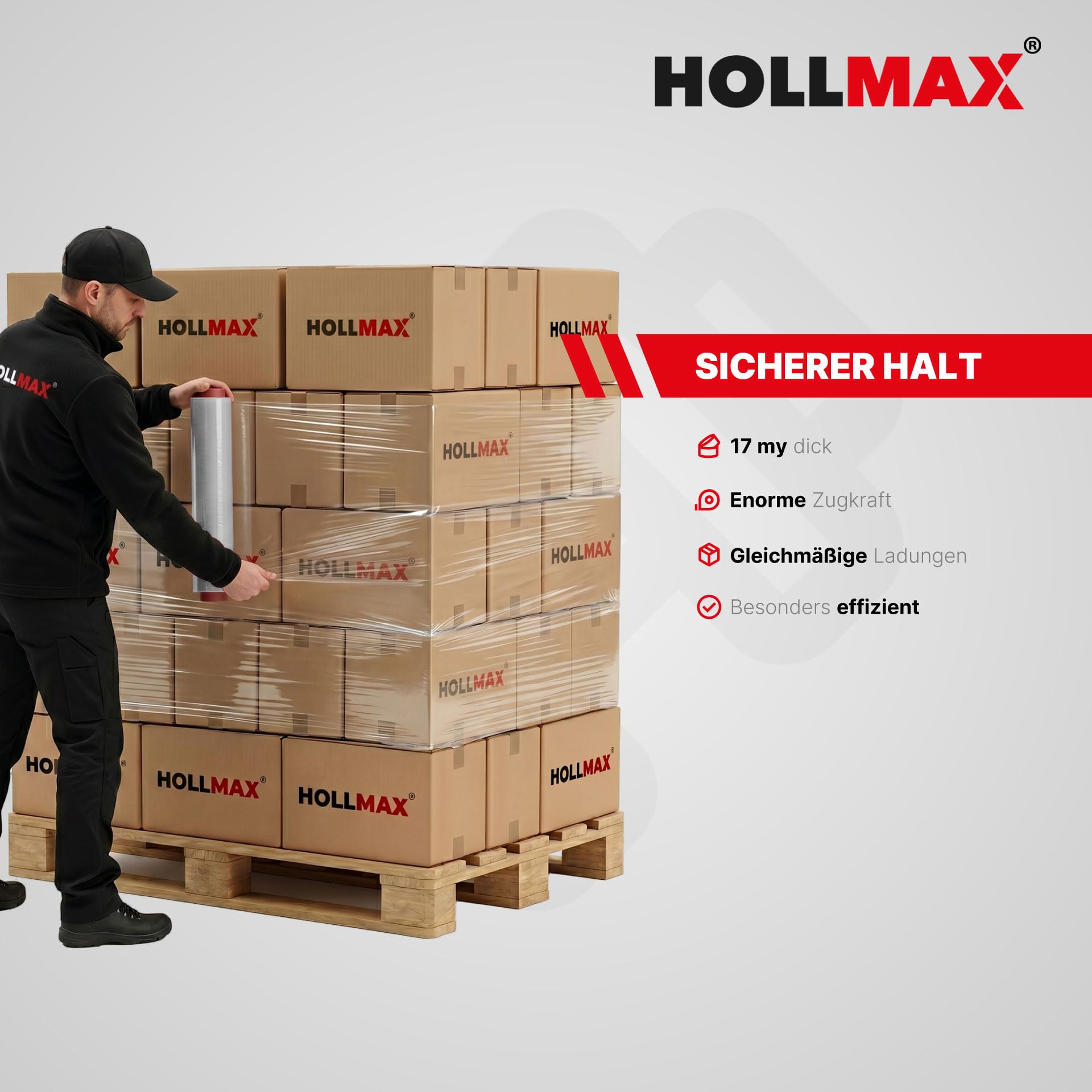 Profi Stretchfolie 17 my Transparent 8 Stück 320 m 2,5 kg Palettenfolie