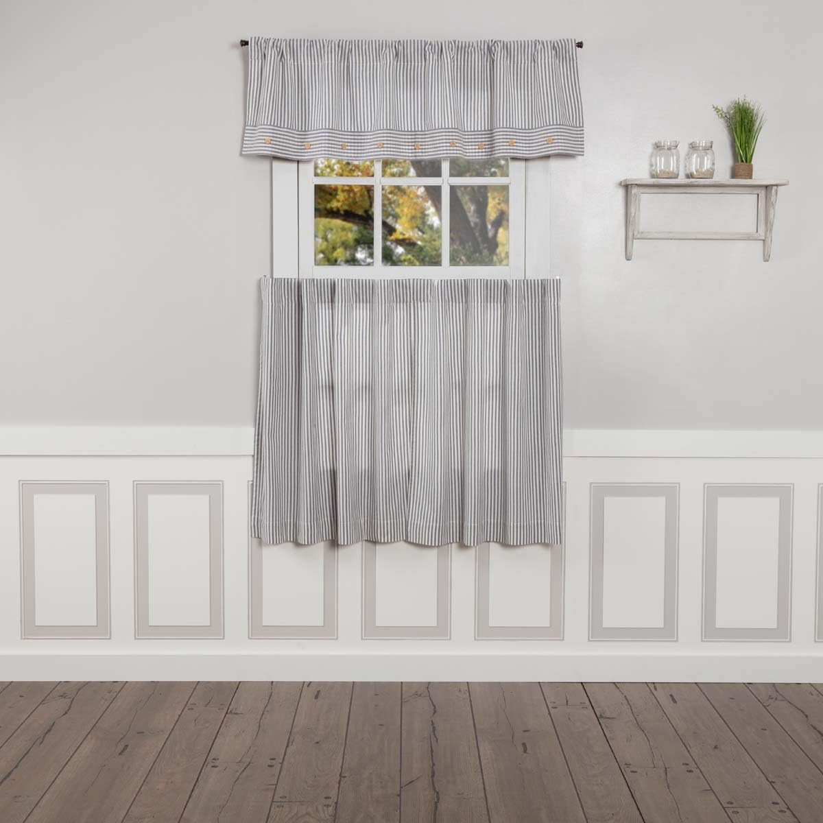 Piper Classics Farmhouse Ticking Stripe Blue 60" Valance